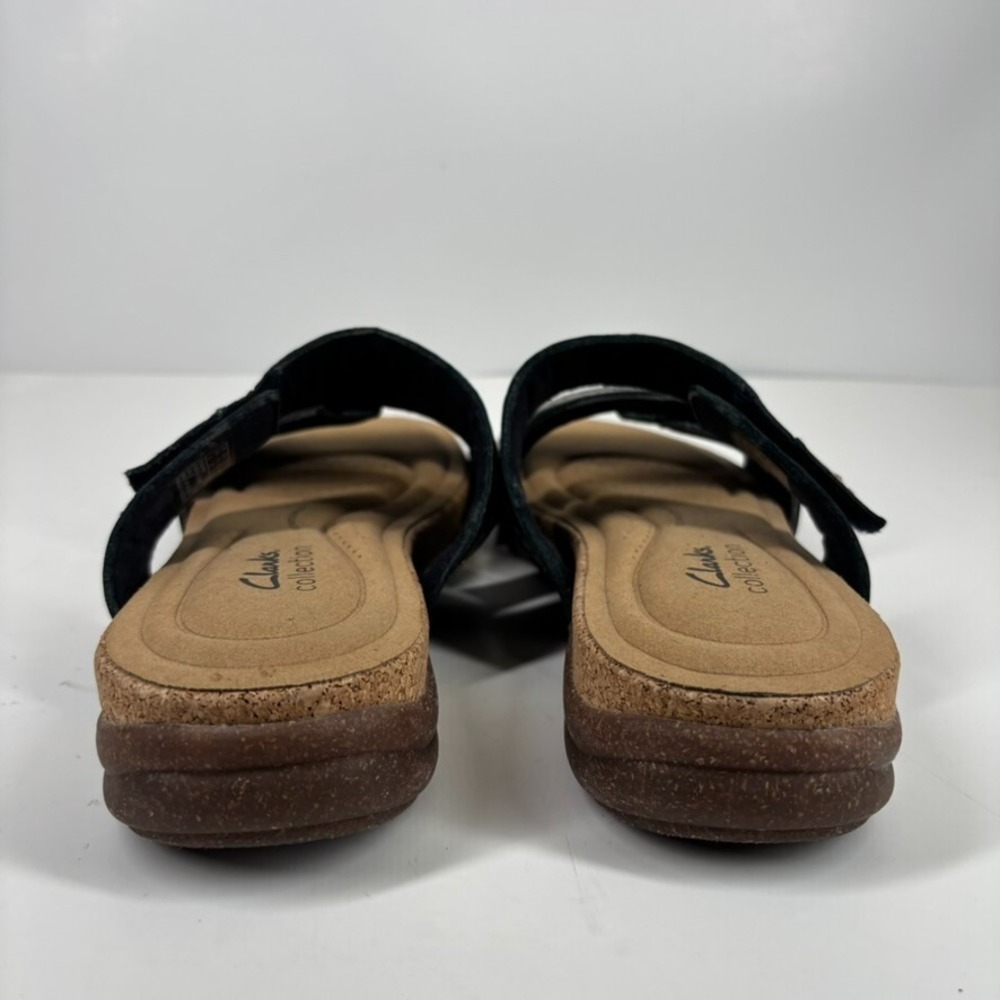 Clarks Roseville Bay Women's US 9M Black Leather Comfort Strappy Slide Sandals - Picture 4 of 16
